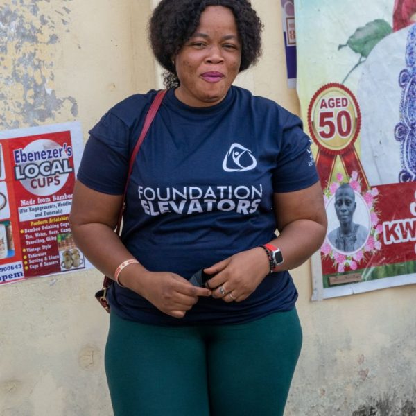 A Foundation Elevators field volunteer photographed in Abiriw