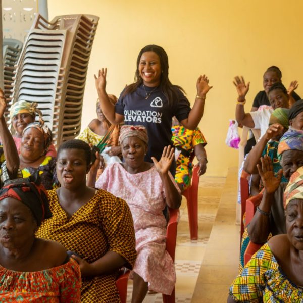 Widows celebrating together at the end of the distribution